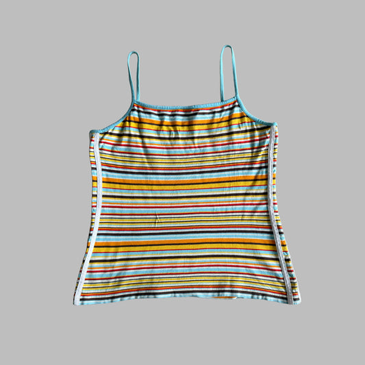 Y2K Adidas Spell Out Striped Tank - L