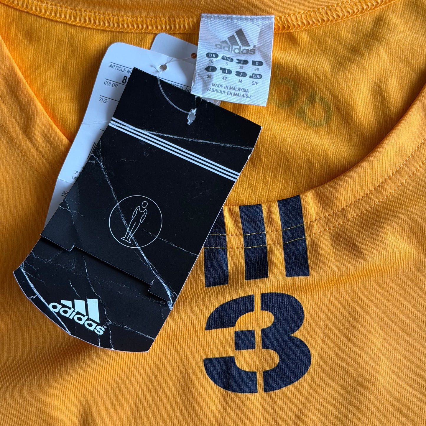 Y2K Dead Stock Adidas Three Stripe Fitted Activewear Tee - M