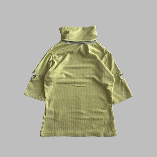 Y2K Deadstock Nike Ruched Sleeve Funnel Neck Top - S/M