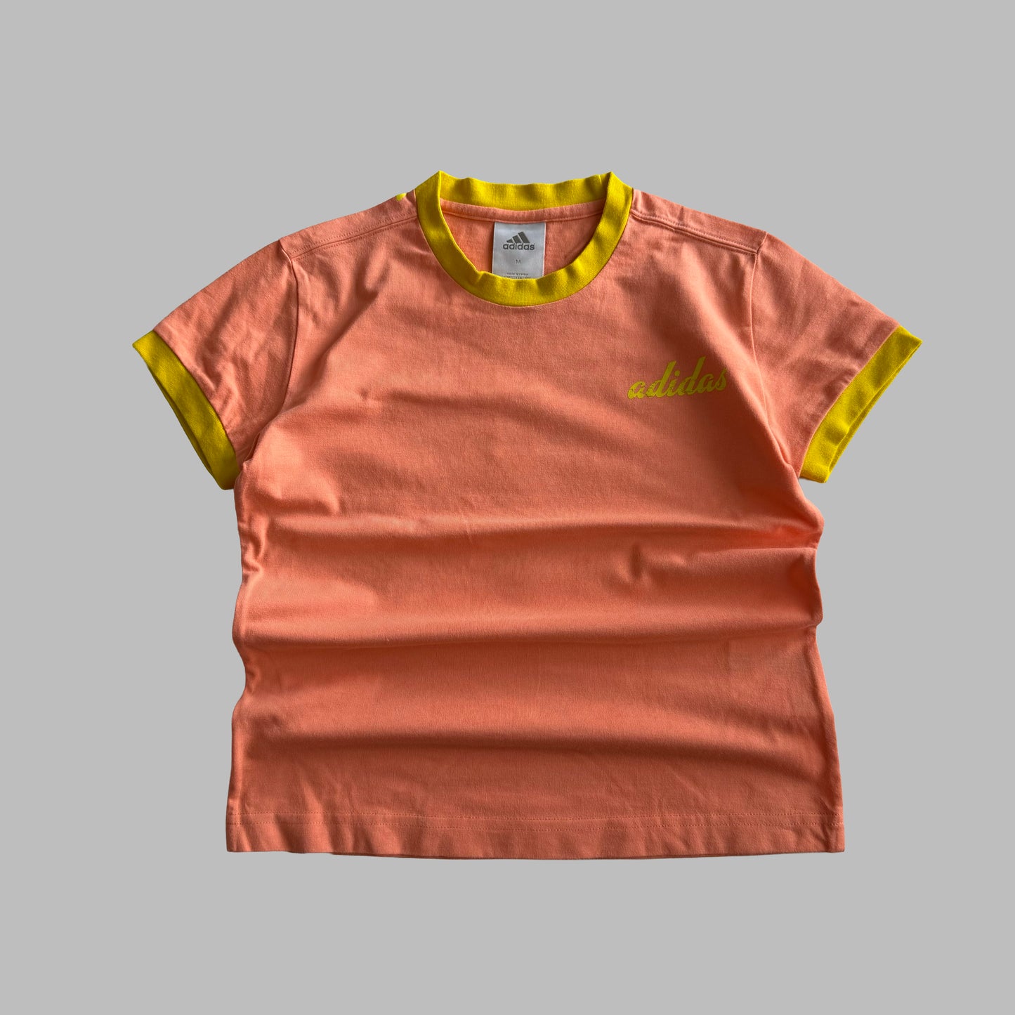 Y2K Adidas Spell Out Ringer Baby Tee - M