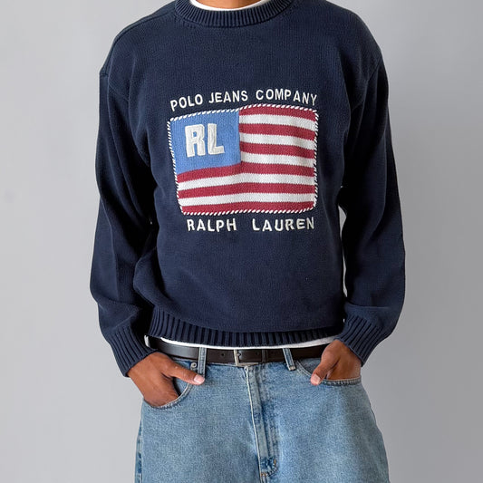 Y2K Ralph Lauren Polo Jeans Co Flag Knit - L