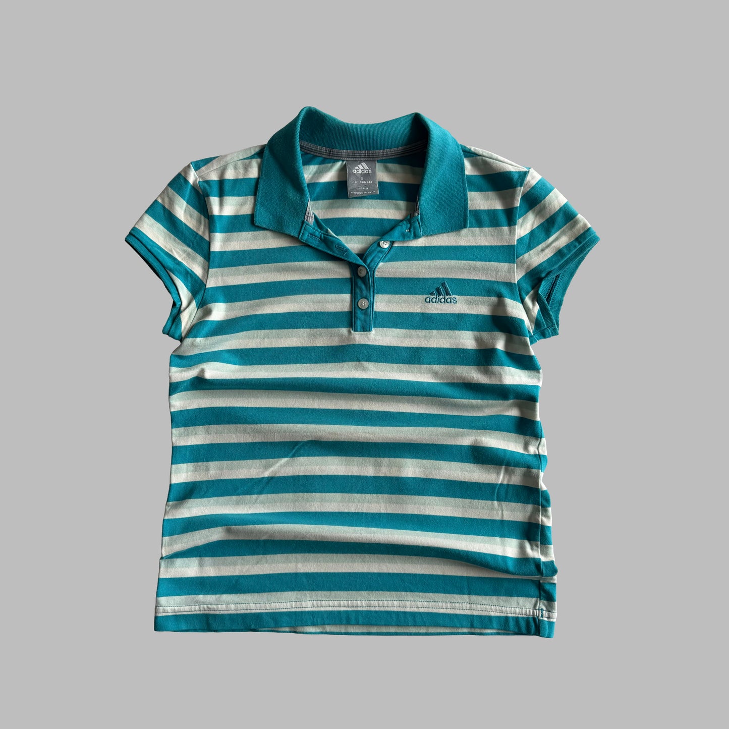 Y2K Adidas Striped Polo Top - S
