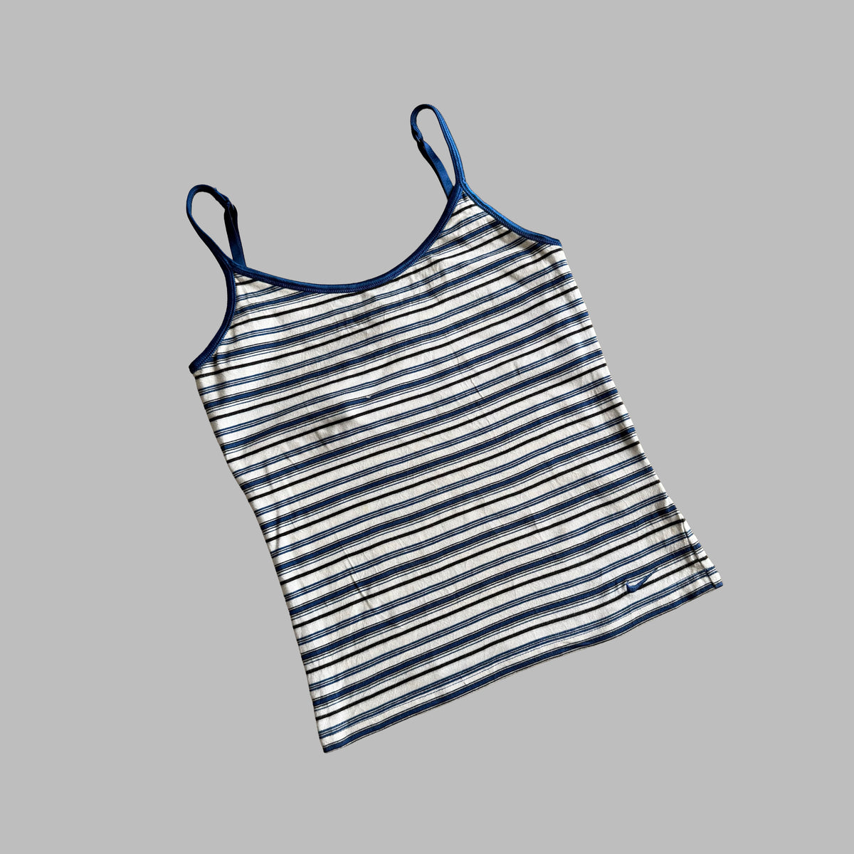 Y2K Nike Striped Cotton Fitted Tank - M