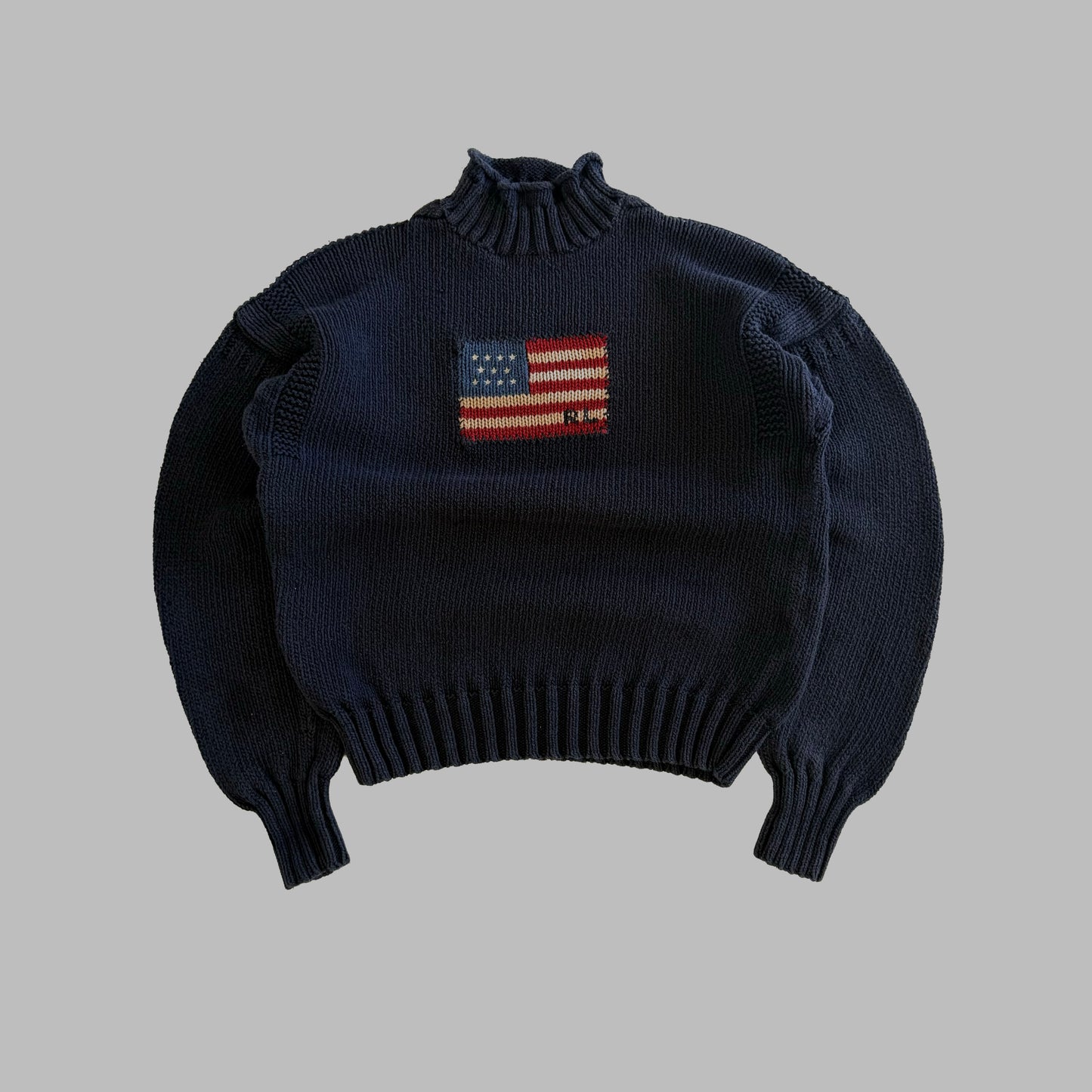 Y2K Polo Ralph Lauren Mock Neck Flag Knit - M