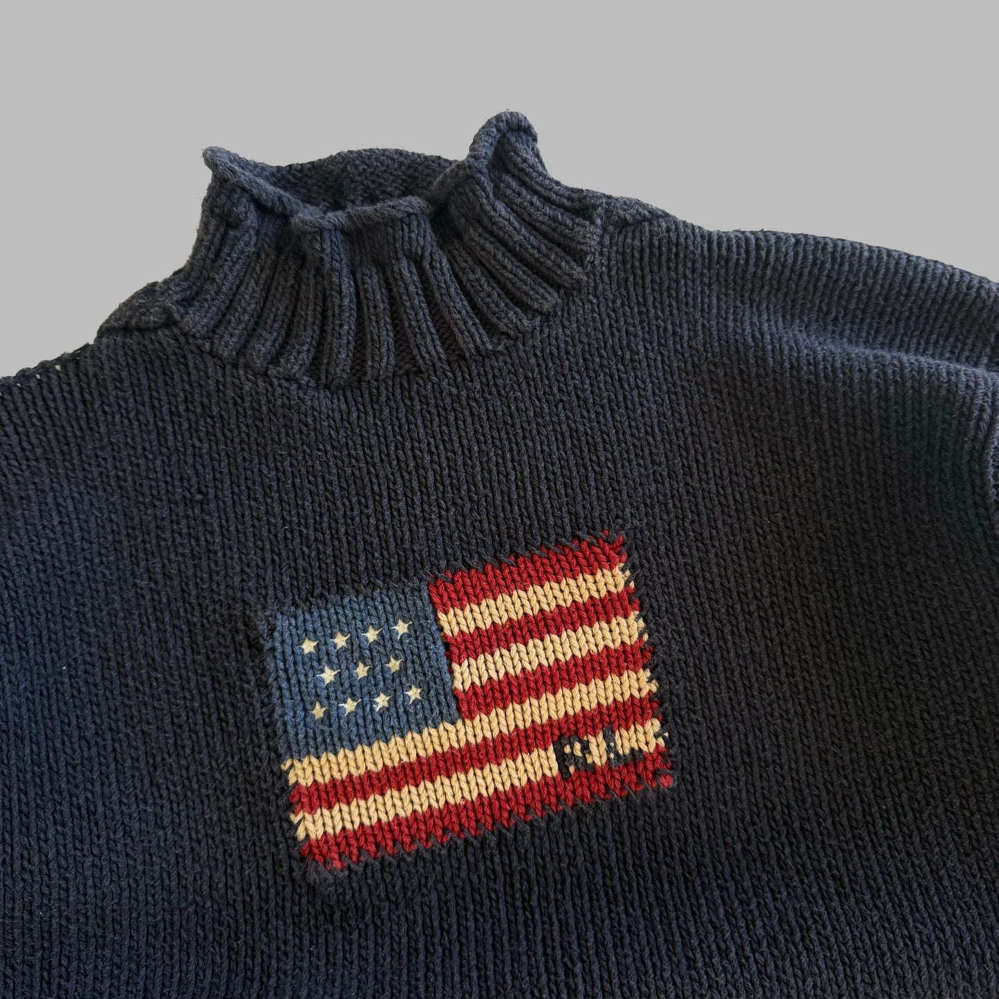 Y2K Polo Ralph Lauren Mock Neck Flag Knit - M