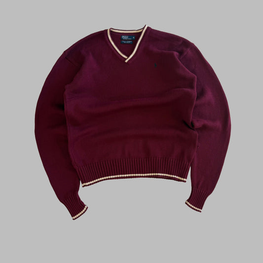 90s Polo Ralph Lauren V-neck Heavy Knit - XL