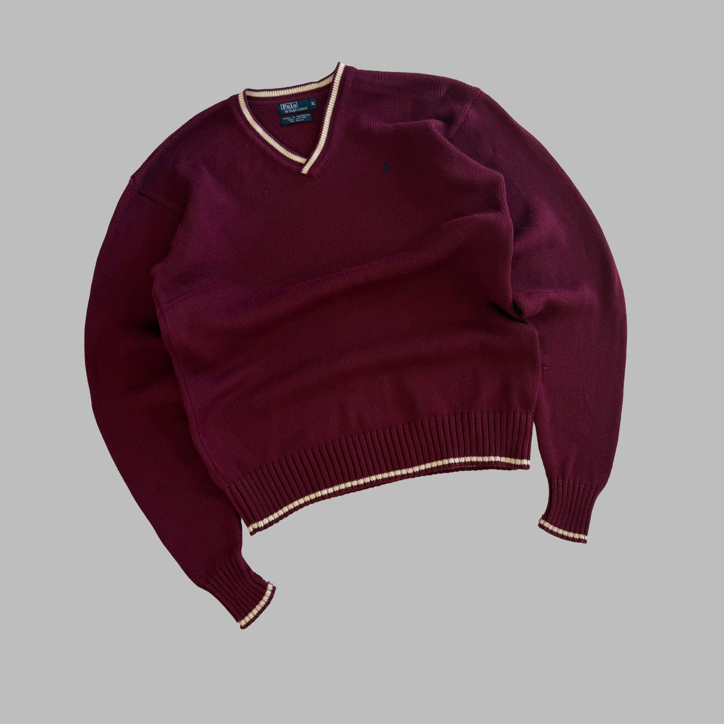 90s Polo Ralph Lauren V-neck Heavy Knit - XL