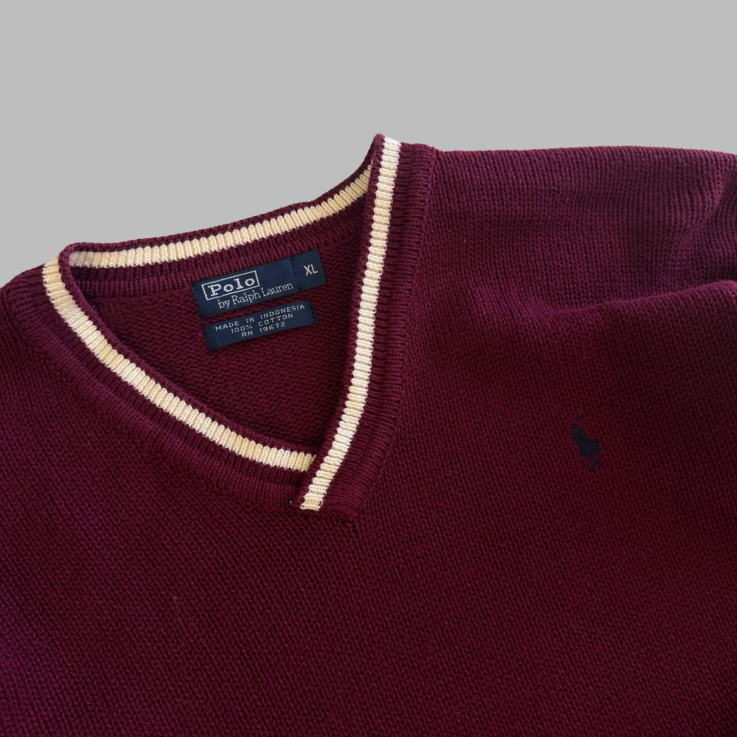90s Polo Ralph Lauren V-neck Heavy Knit - XL