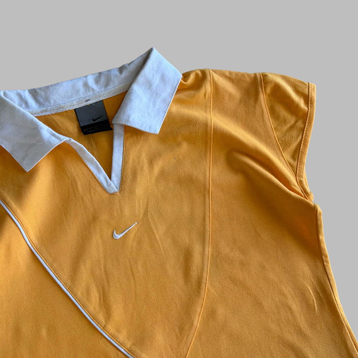 Y2K Nike Striped Cap Sleeve Polo Top - L