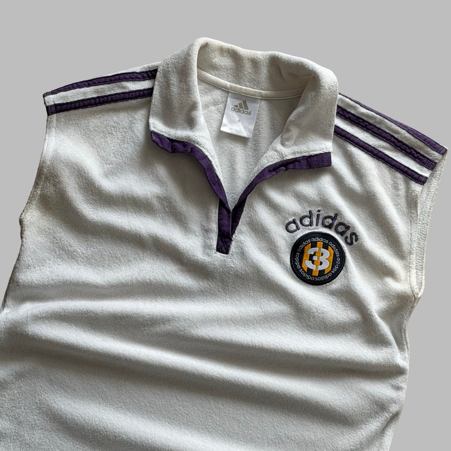Y2K Adidas Three Stripe Towel Tank - S