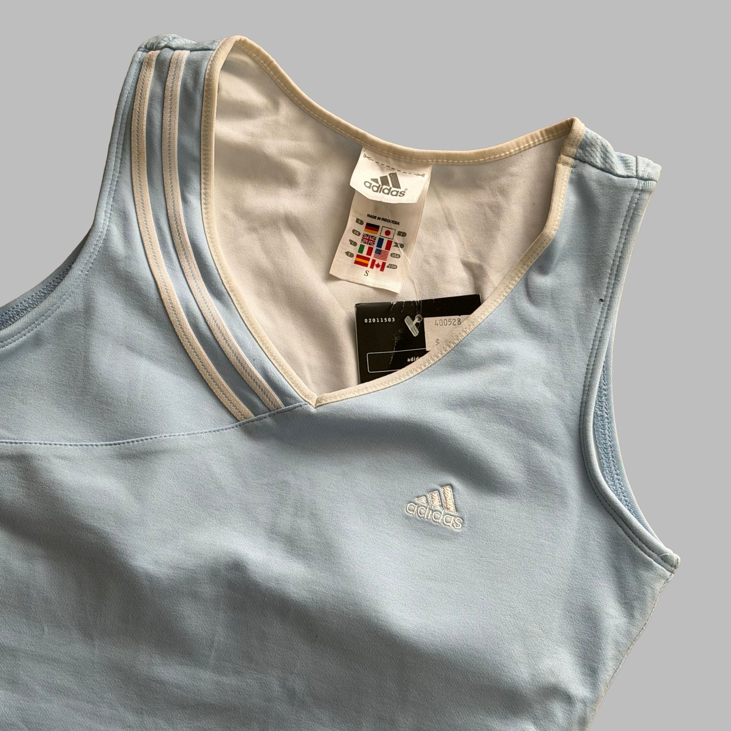 Y2K Adidas Three Stripe Activewear Tank - S