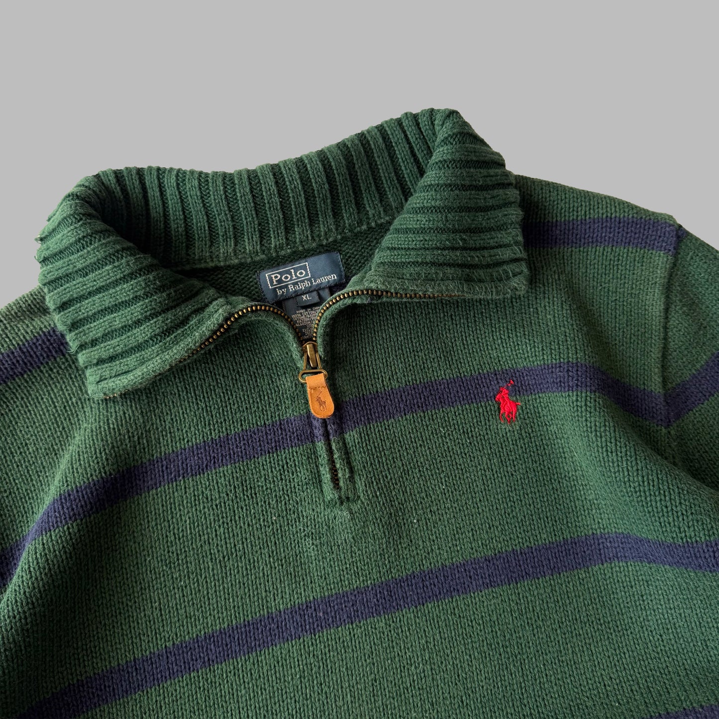 90s Ralph Lauren Striped Quarter Zip - Medium
