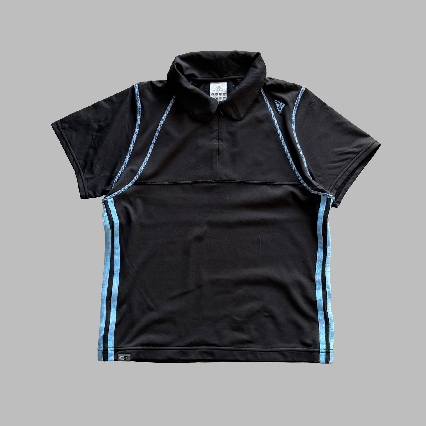 Y2K Adidas Three Stripe Quarter Zip Top - L