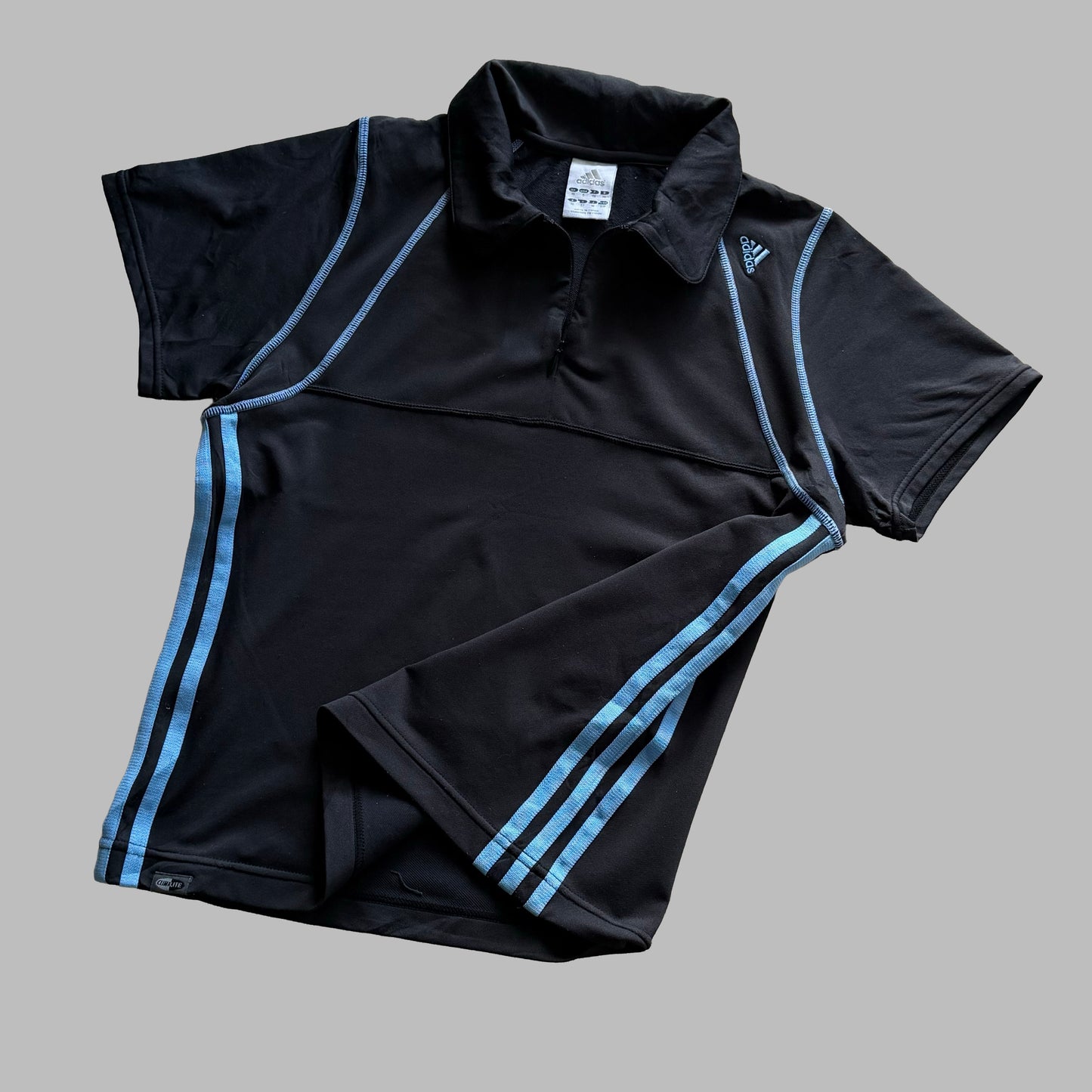 Y2K Adidas Three Stripe Quarter Zip Top - L