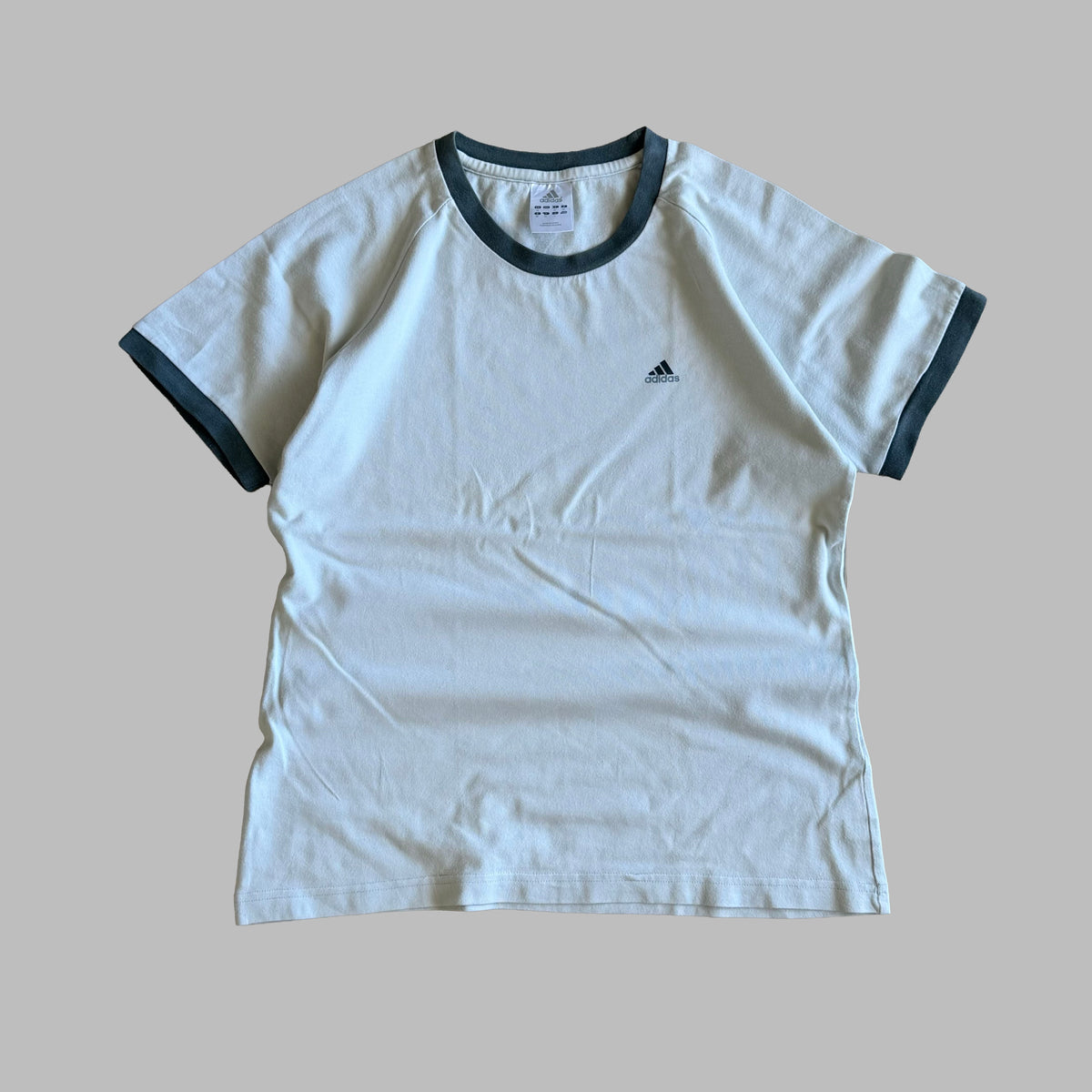 Y2K Adidas Spell Out Ringer Tee - L