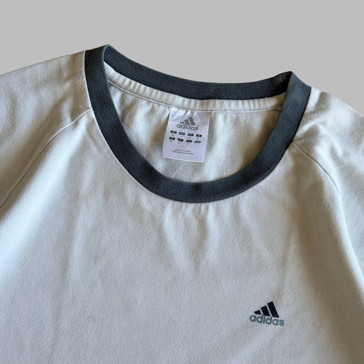 Y2K Adidas Spell Out Ringer Tee - L