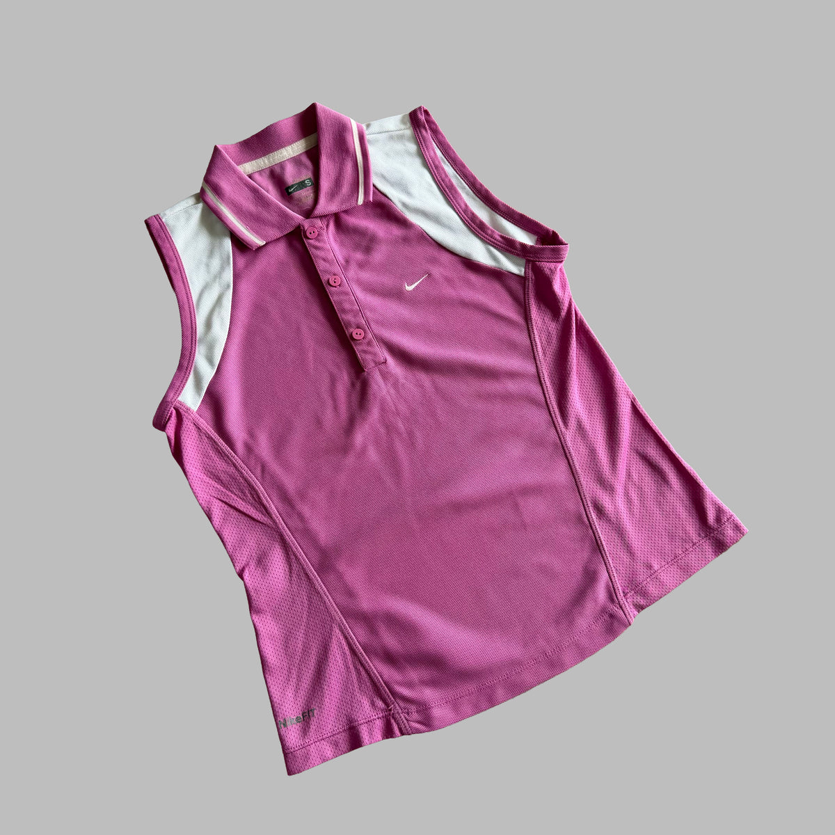 Y2K Nike Panelled Activewear Polo Top - S/M