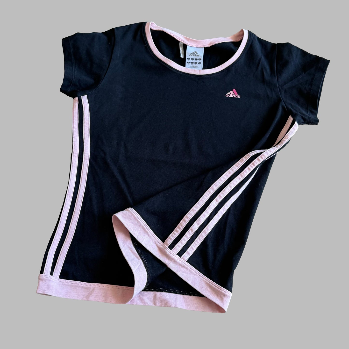 Y2K Adidas Three Stripe Ringer Top - S