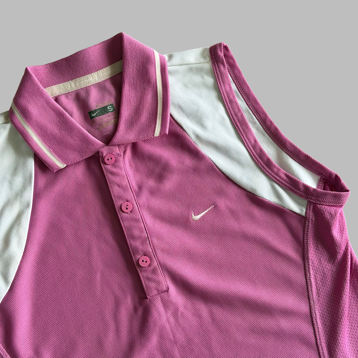 Y2K Nike Panelled Activewear Polo Top - S/M