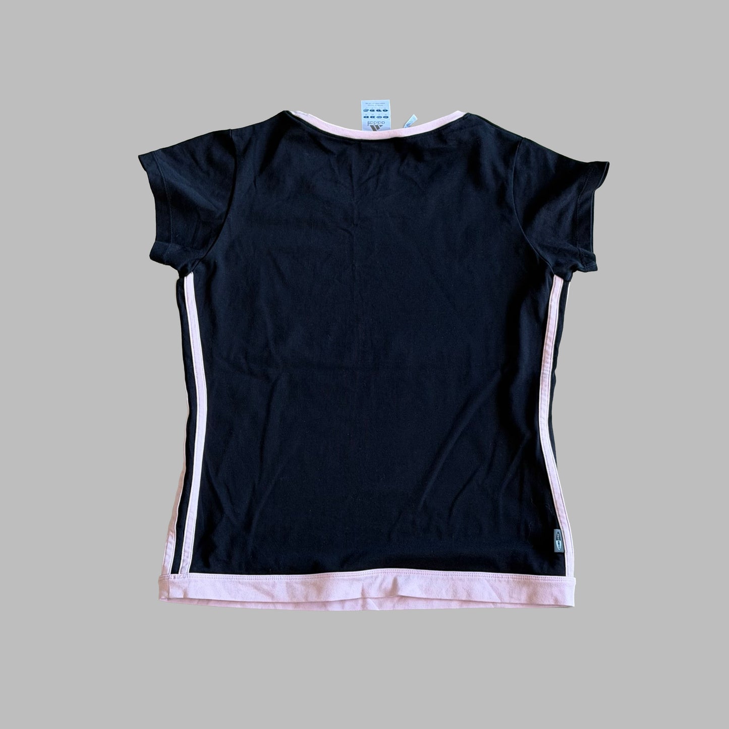 Y2K Adidas Three Stripe Ringer Top - S