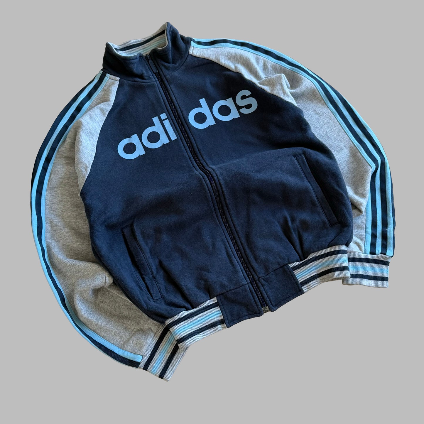 Y2K Adidas Three Stripe Spell Out Track Jacket - S