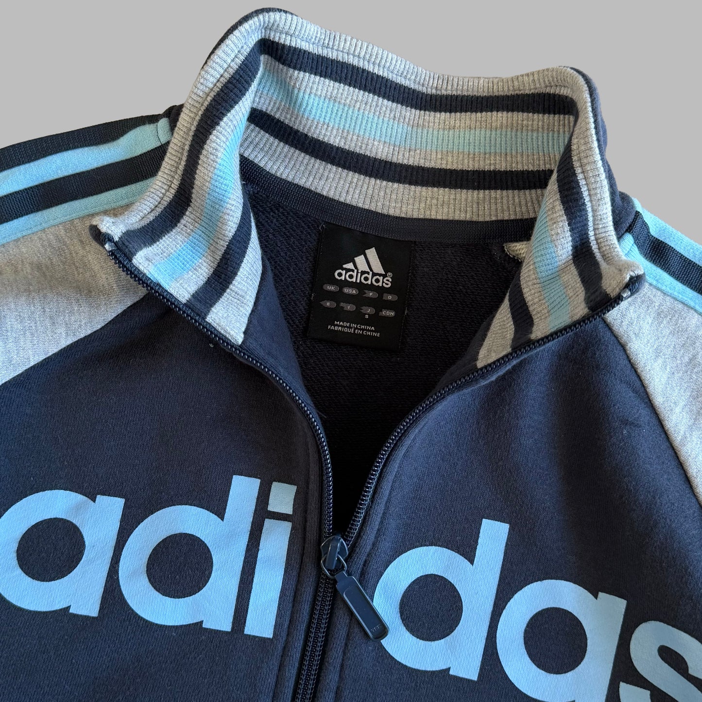 Y2K Adidas Three Stripe Spell Out Track Jacket - S