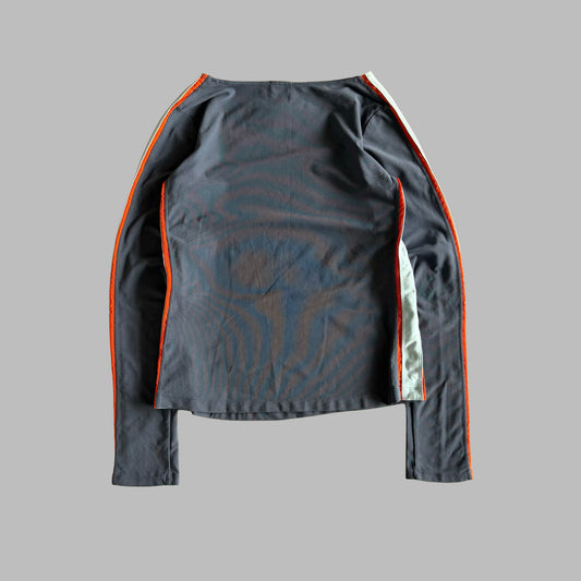 Y2K Nike Striped Scoop Neck Long Sleeve Top - M
