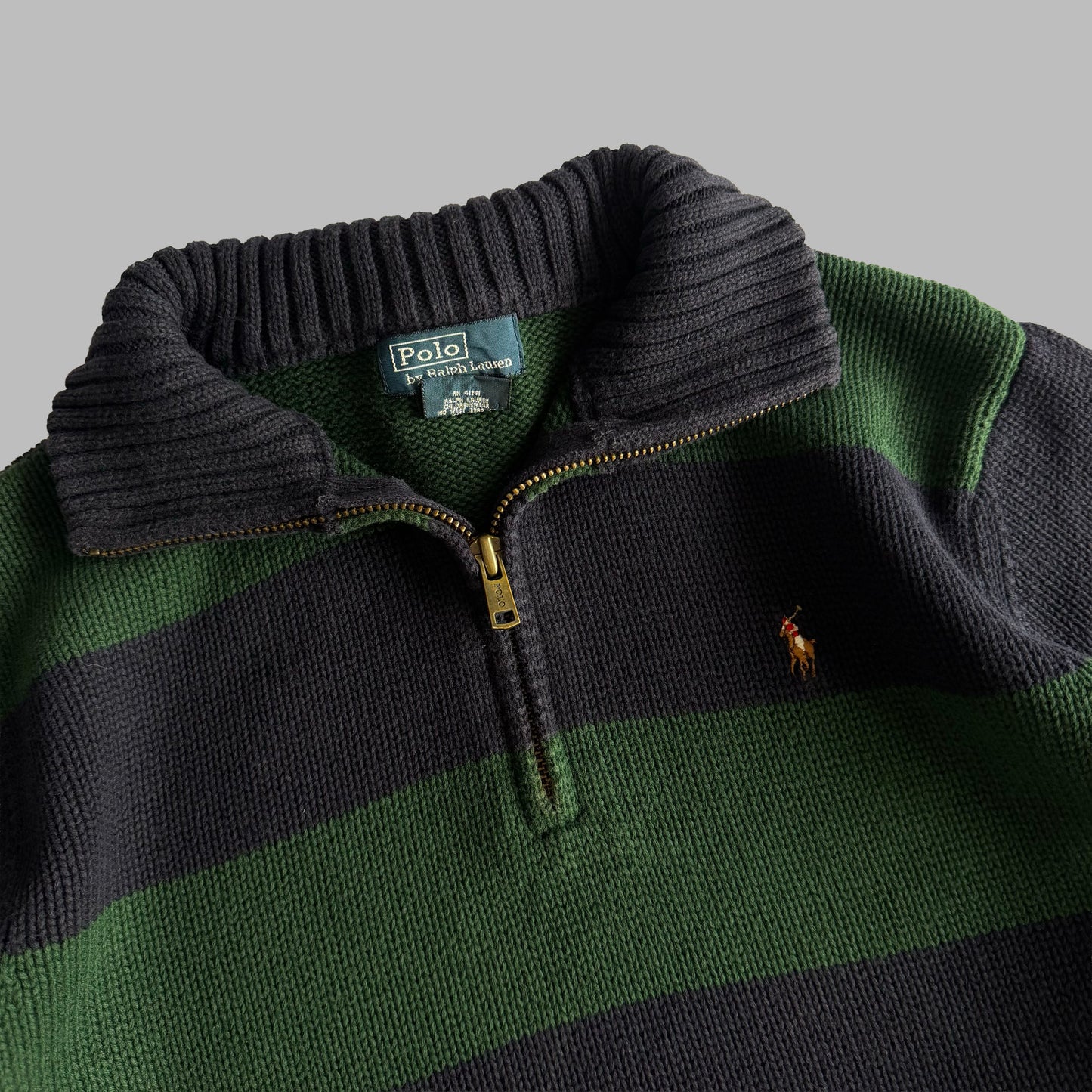 90s Polo Ralph Lauren Striped Quarter Zip - S