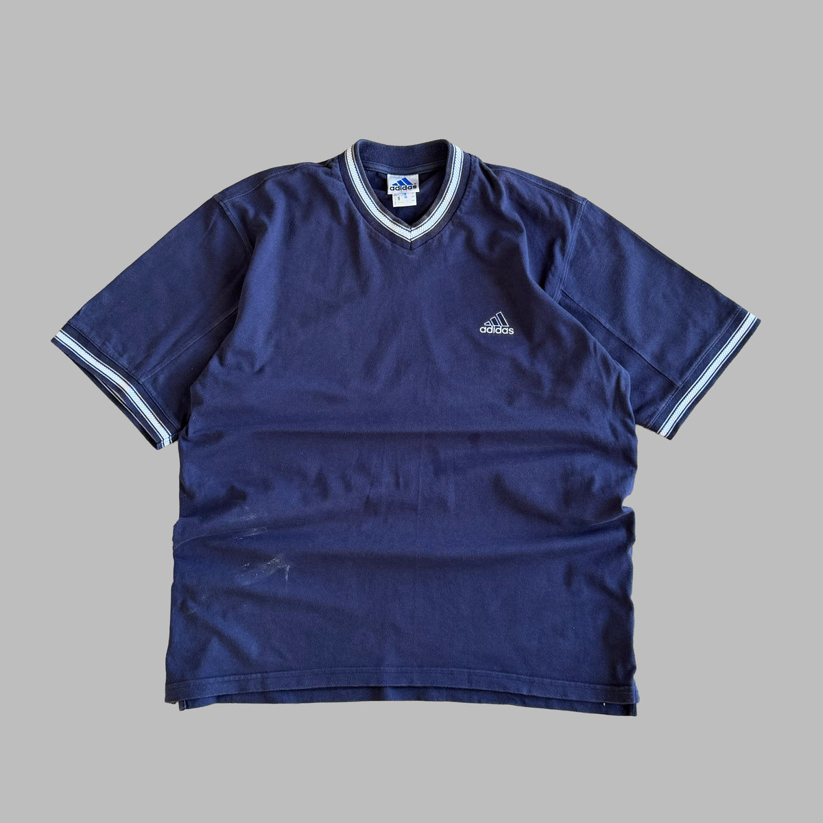 90s Adidas Spell Out Ringer Tee - XL