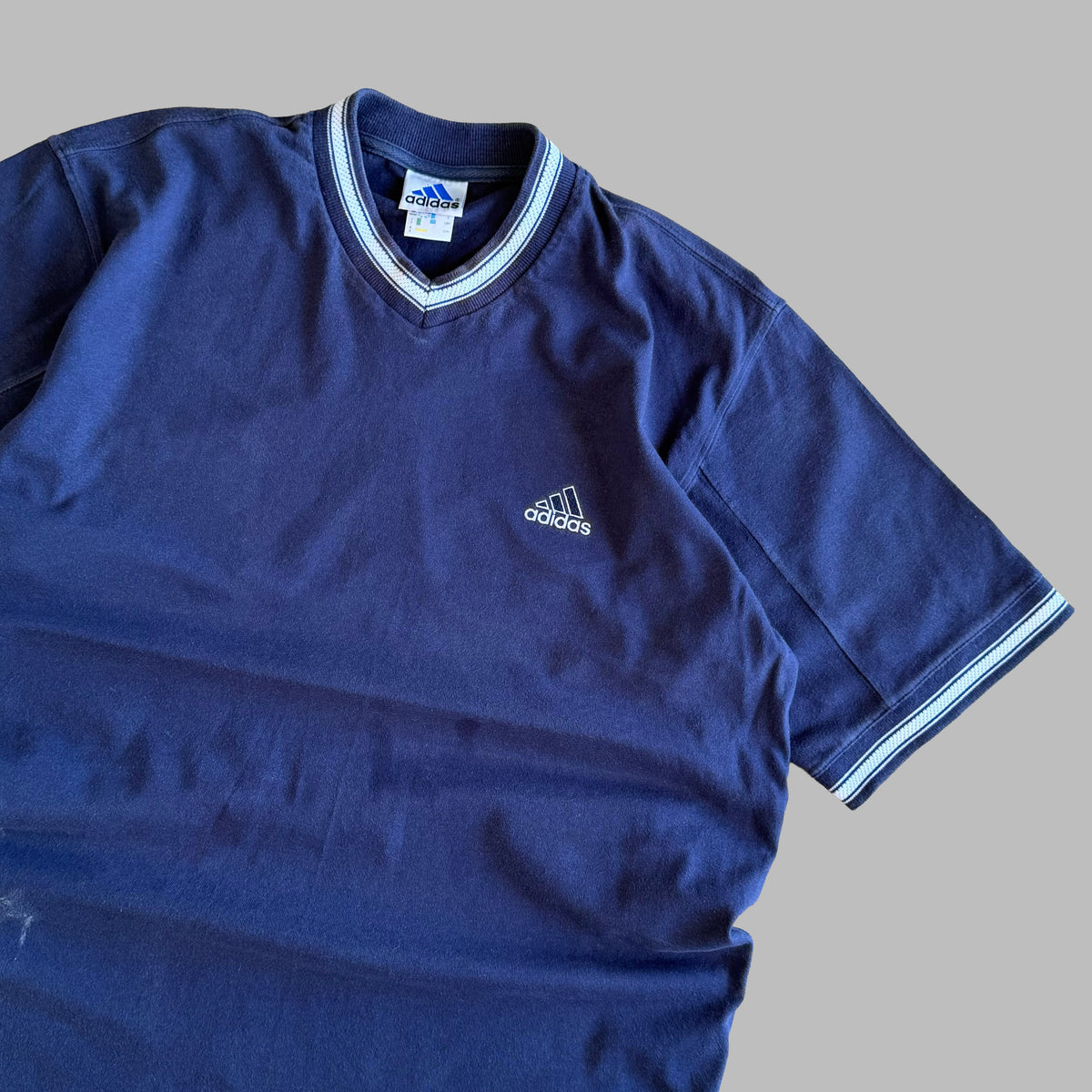 90s Adidas Spell Out Ringer Tee - XL