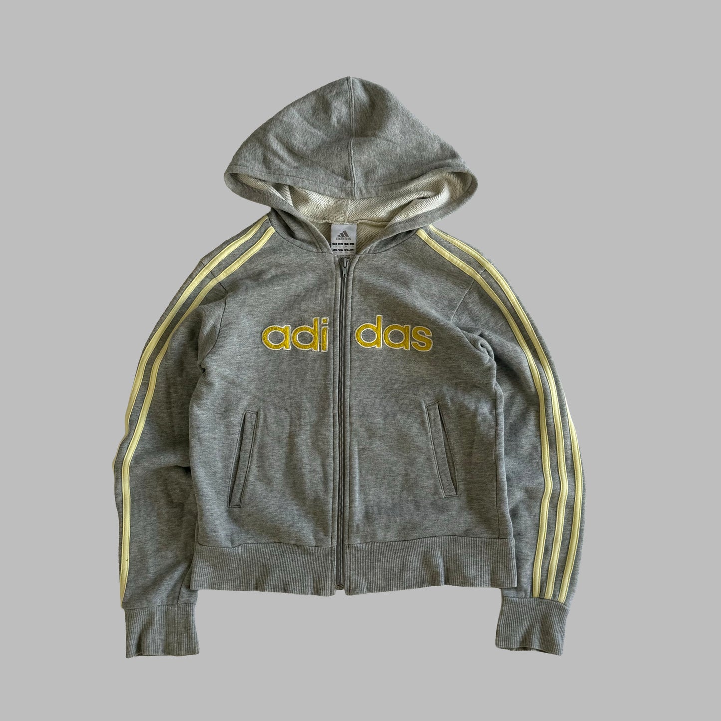 Y2K Adidas Three Stripe Spell Out Hoodie - XS