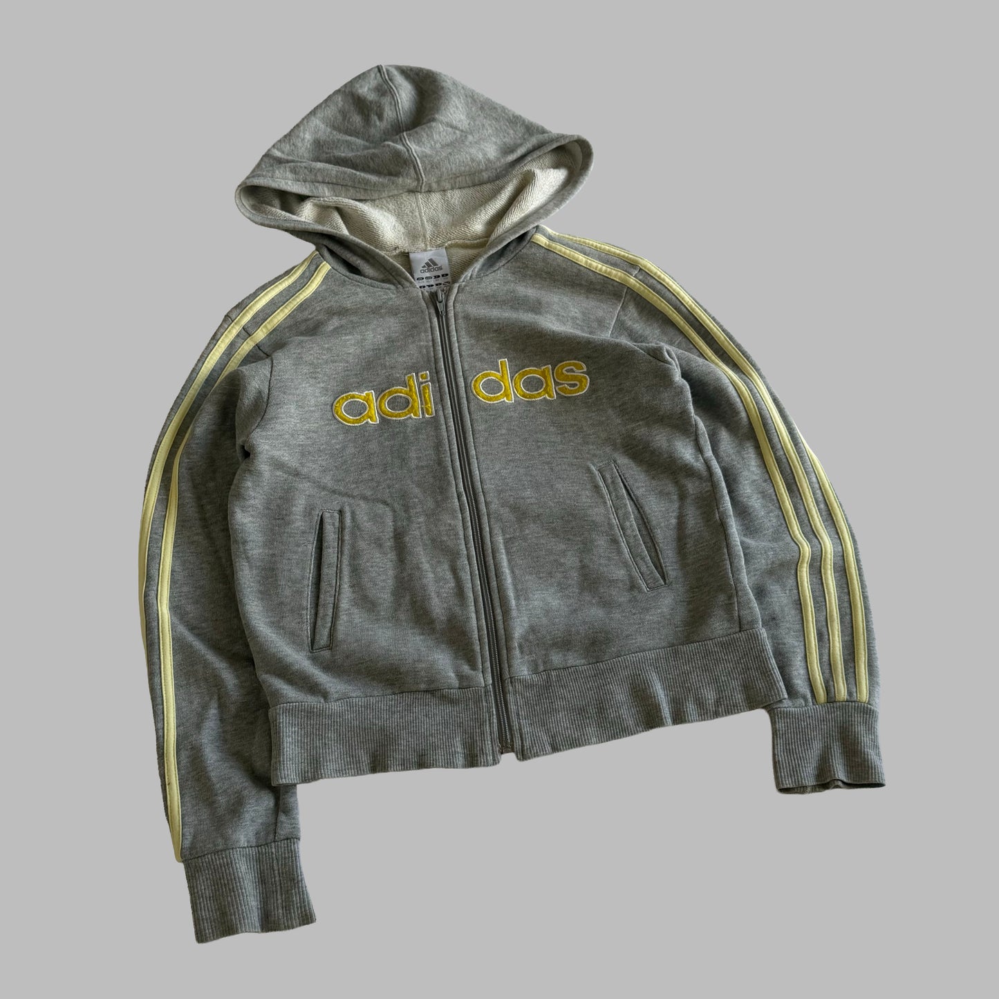Y2K Adidas Three Stripe Spell Out Hoodie - XS