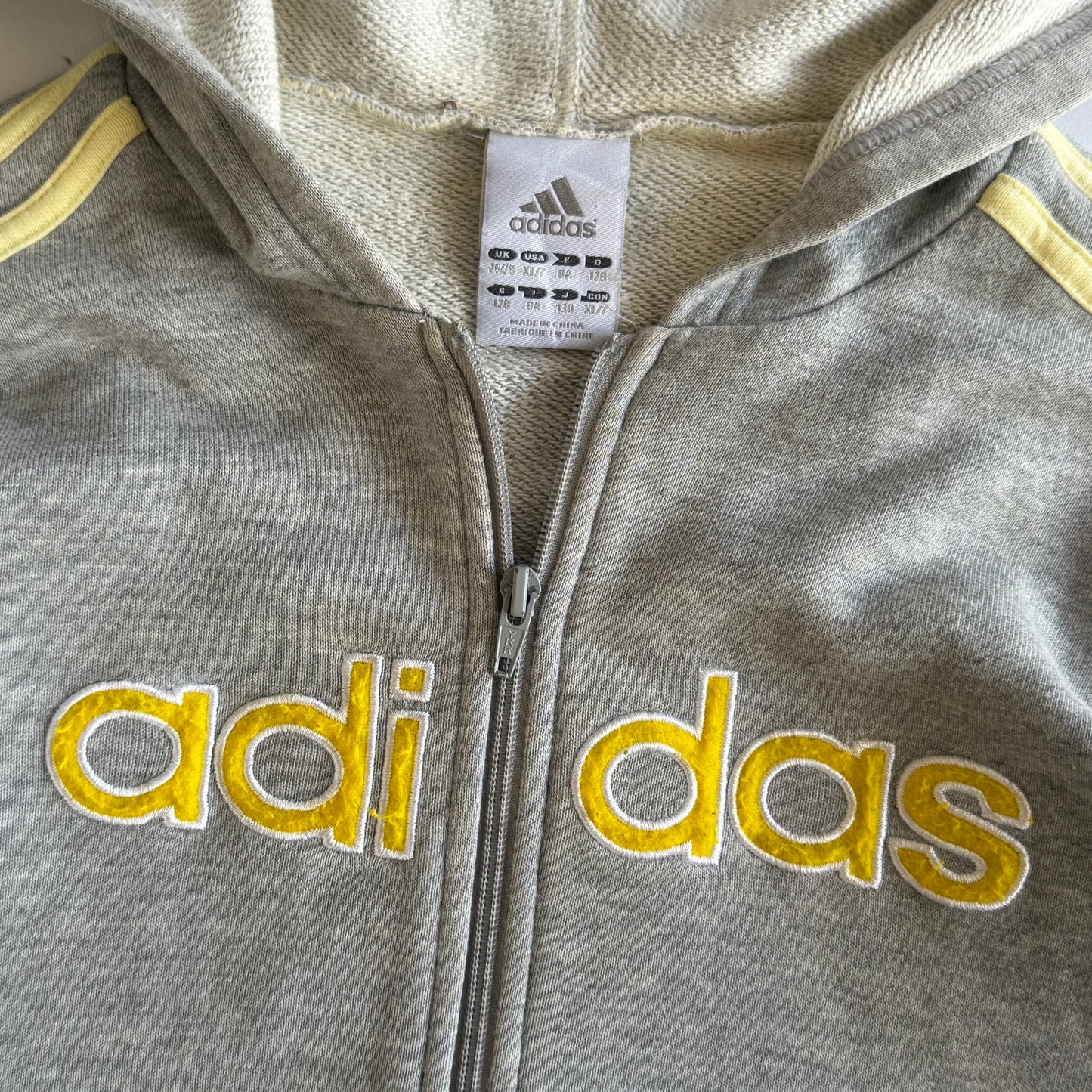 Y2K Adidas Three Stripe Spell Out Hoodie - XS