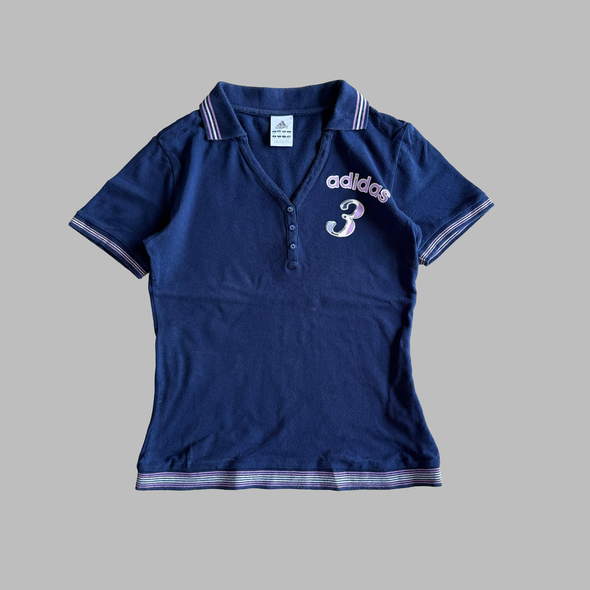 Y2K Adidas Low Cut Polo Baby Tee - M