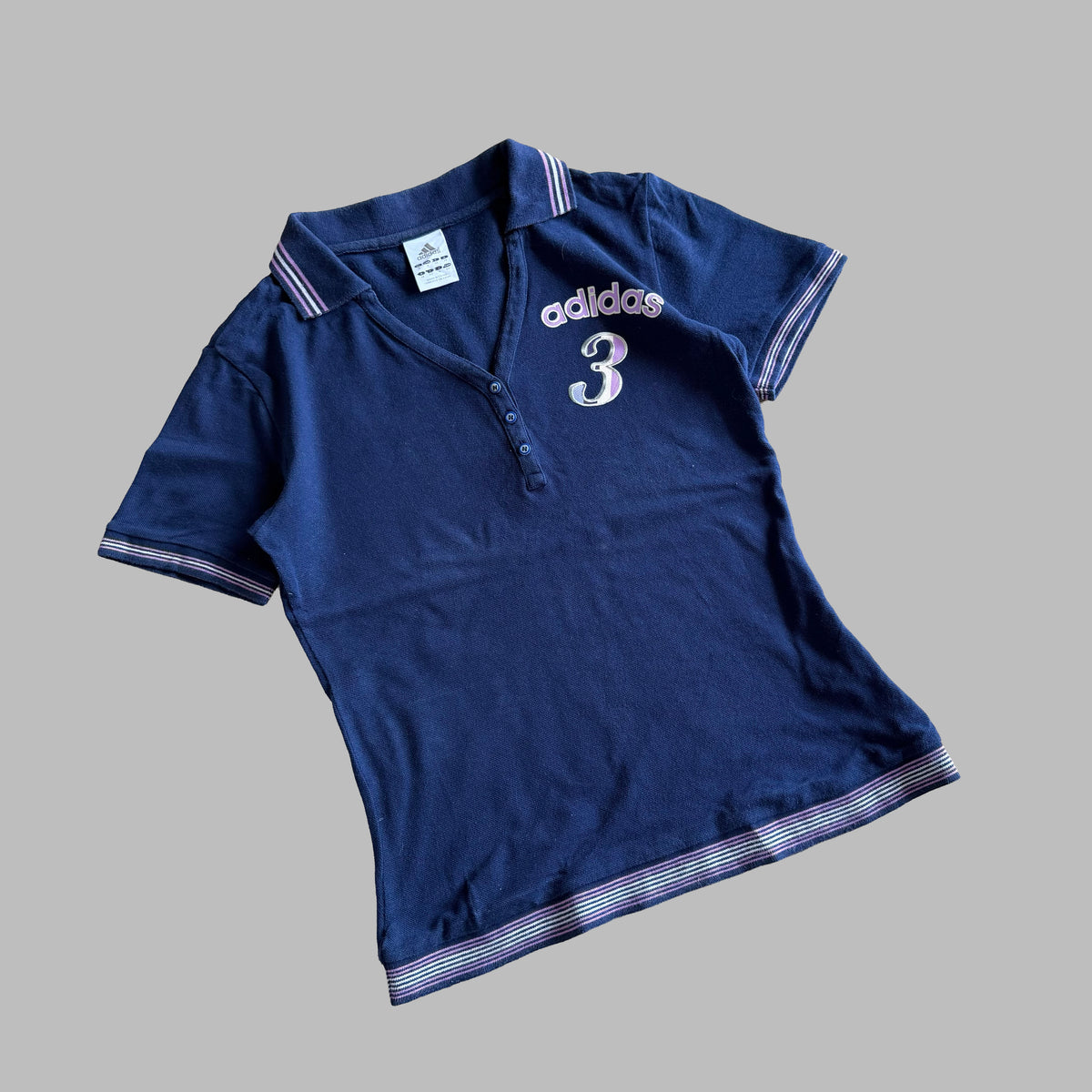 Y2K Adidas Low Cut Polo Baby Tee - M