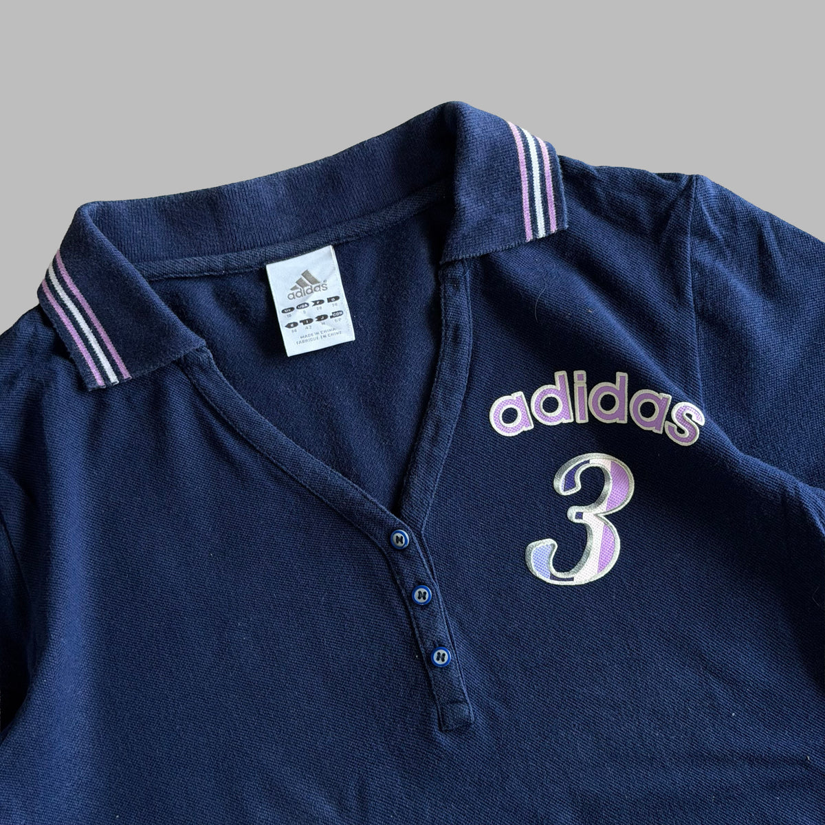 Y2K Adidas Low Cut Polo Baby Tee - M