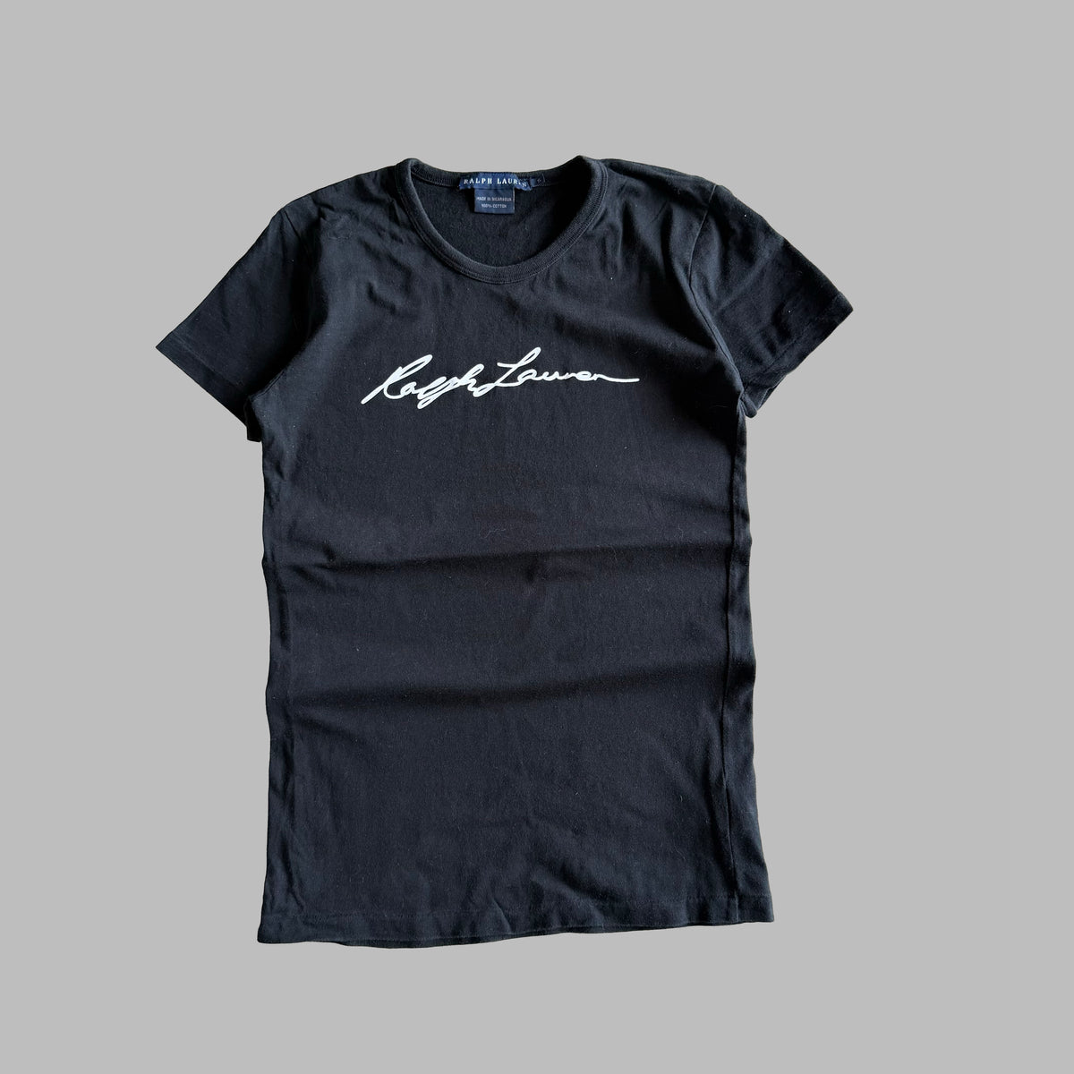 Y2K Ralph Lauren Cursive Spell Out Fitted T-Shirt - S