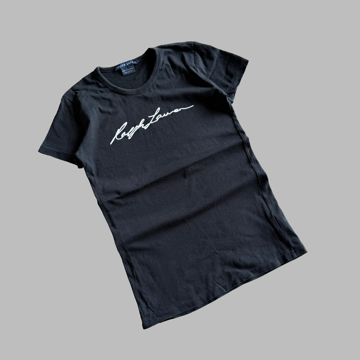 Y2K Ralph Lauren Cursive Spell Out Fitted T-Shirt - S
