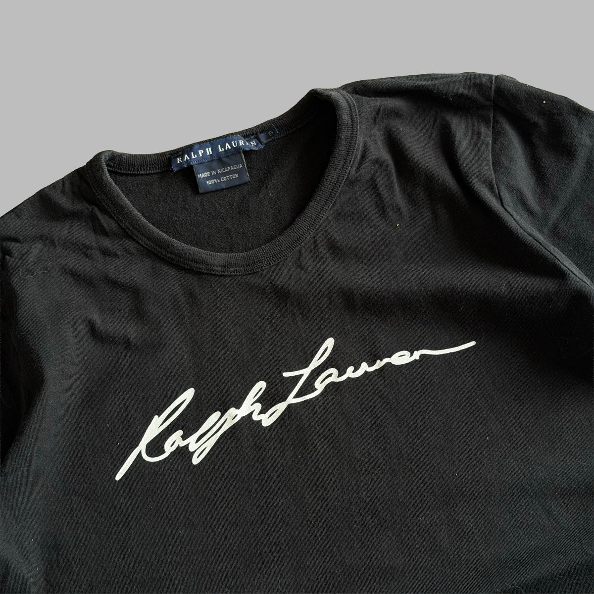 Y2K Ralph Lauren Cursive Spell Out Fitted T-Shirt - S