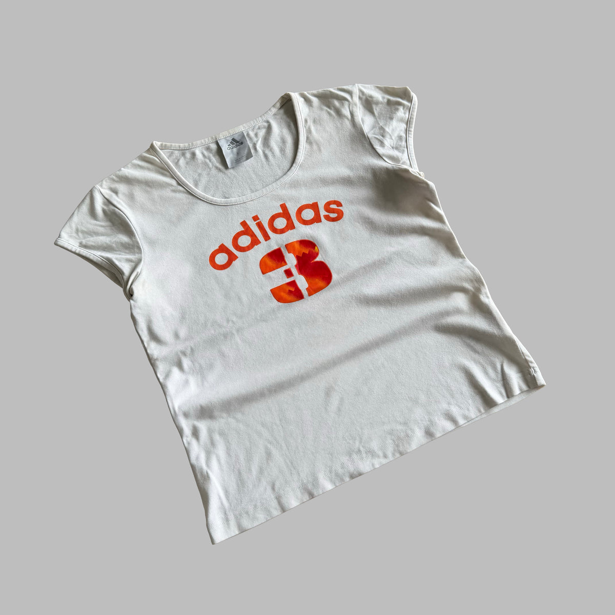 Y2K Adidas Spell Out Cap Sleeve Bay Tee - L