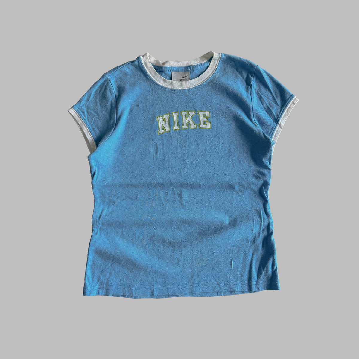 Y2K Nike Spell Out Ringer Baby Tee - M
