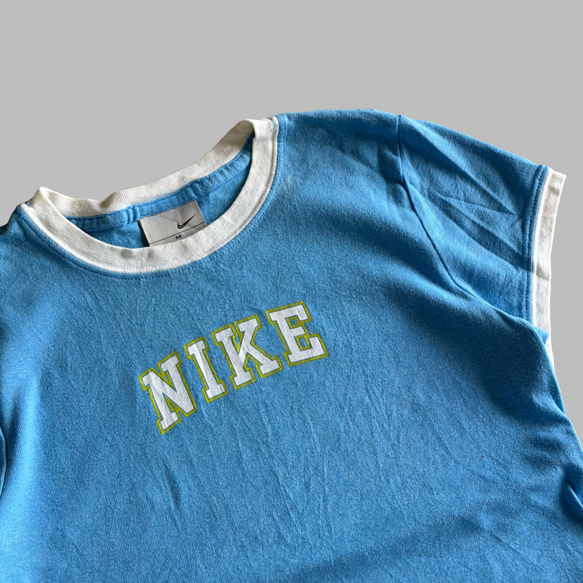 Y2K Nike Spell Out Ringer Baby Tee - M