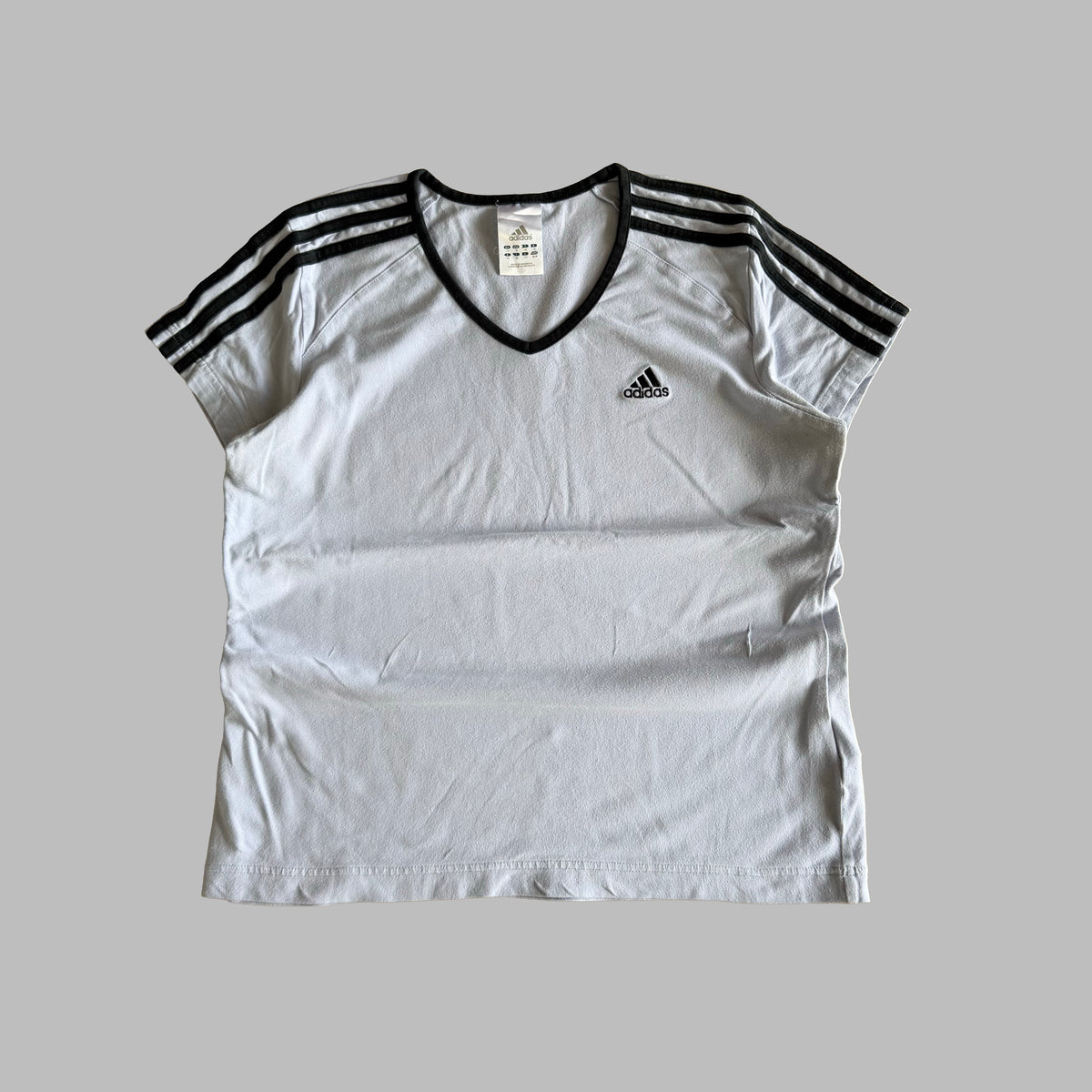 Y2K Adidas Ringer Spell Out Baby Tee - M