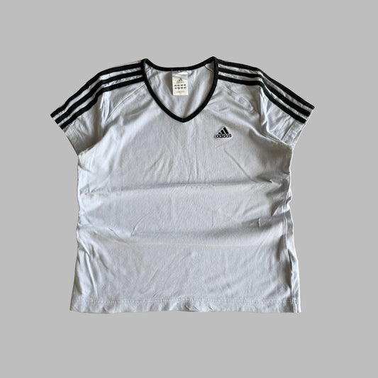Y2K Adidas Ringer Spell Out Baby Tee - M