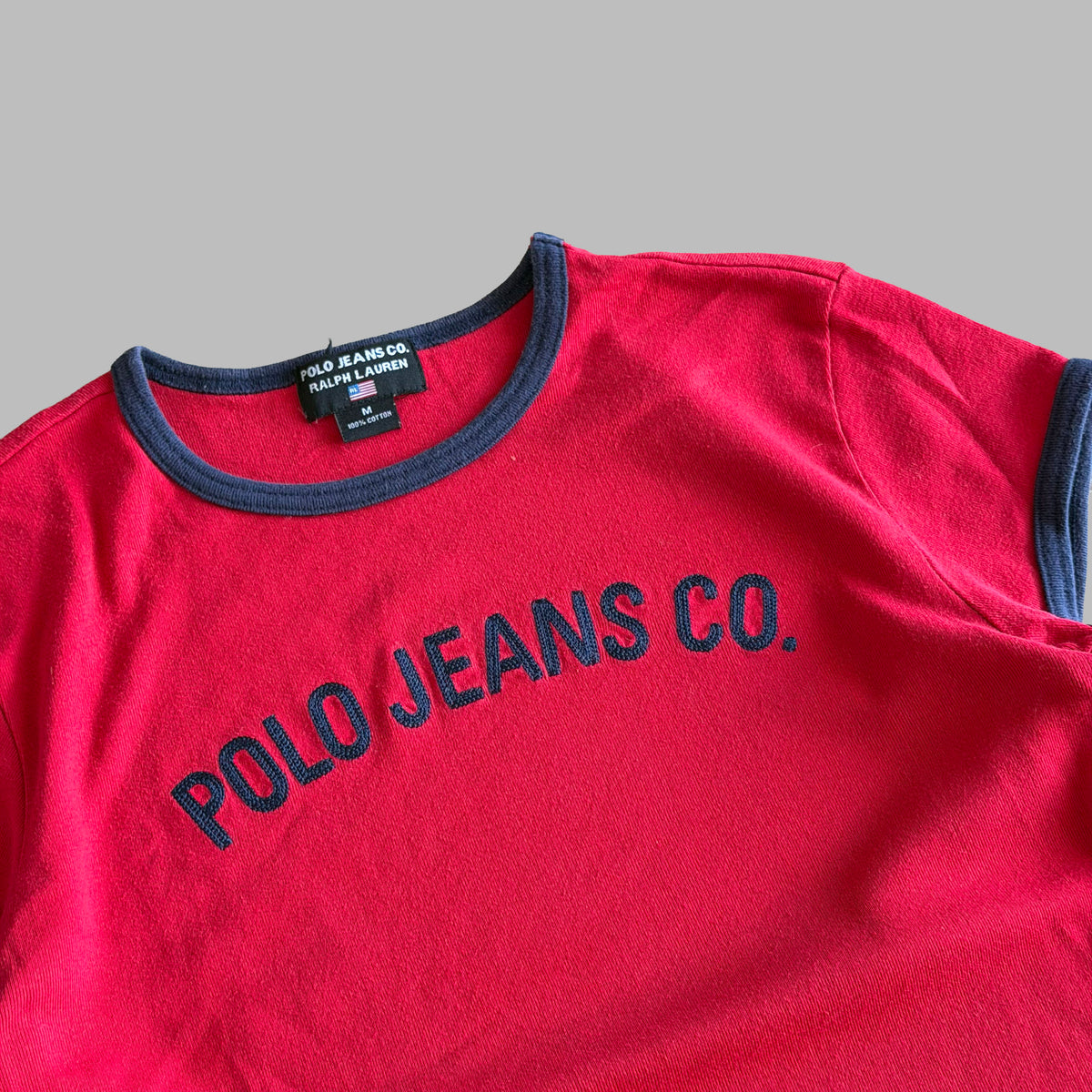 Y2K Ralph Lauren Polo Jeans Co Ringer Baby Tee - M/L