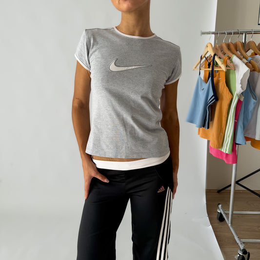 Y2K Nike Centre Swoosh Ringer Baby Tee - M