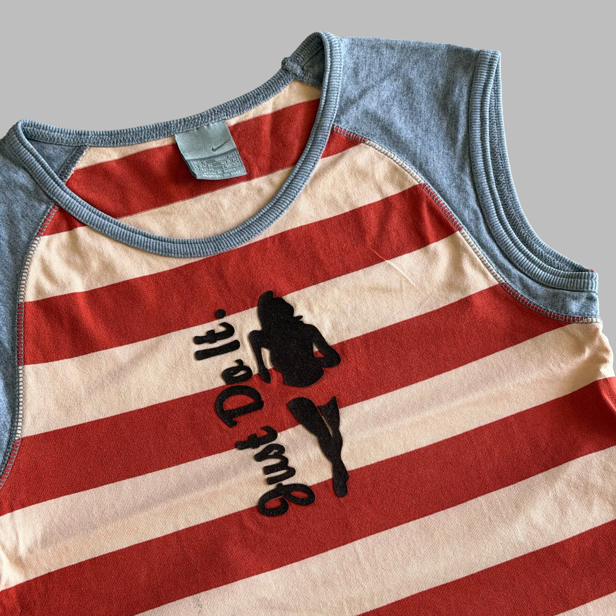 Y2K Nike Striped Raglan Sleeveless Baby Tee - S