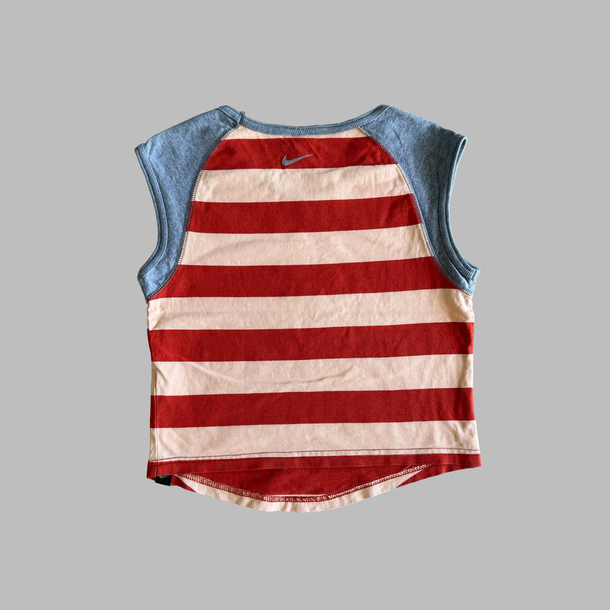 Y2K Nike Striped Raglan Sleeveless Baby Tee - S