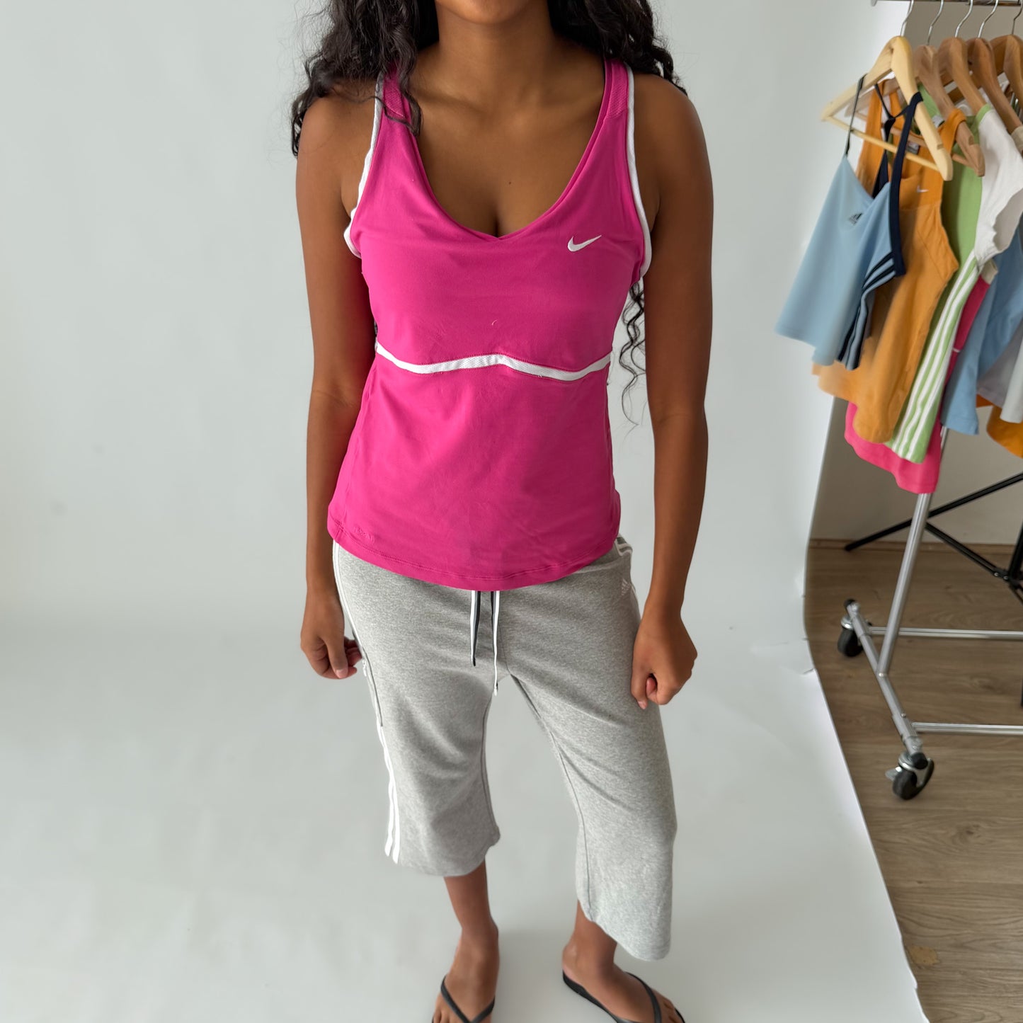 Y2K Nike Striped Racerback Activewear Top - L