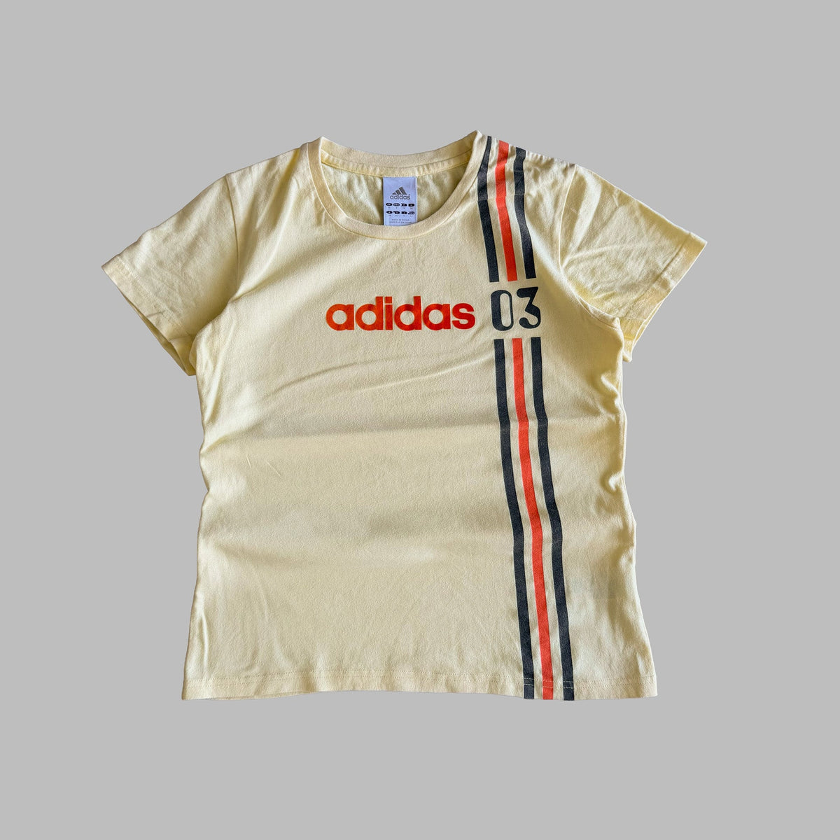 Y2K Adidas Spell Out Three Stripe Baby Tee - S